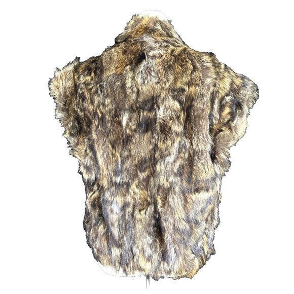 Vintage Luxury Multicolored Tortoise Brown Genuine Rabbit Fur Boho Vest Women's - Picture 4 of 8